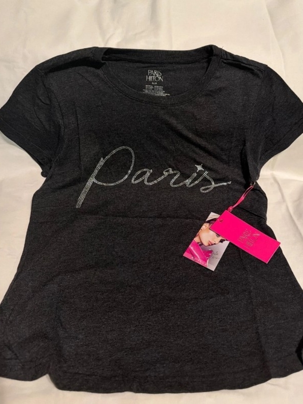 Paris Hilton Women's Black 'Paris' Rhinestone Tee